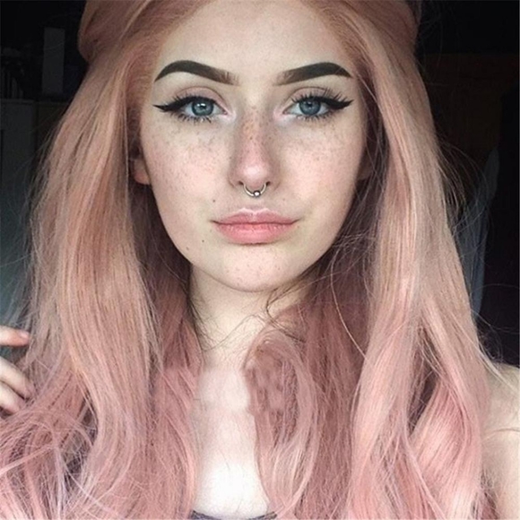Wavy Fluffy Pink Wig Long Curly  length main image 4